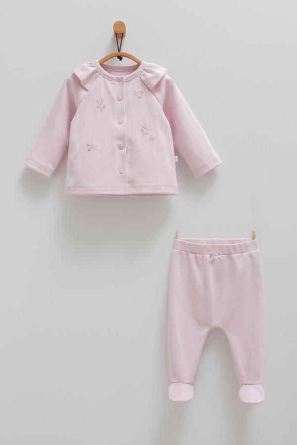 CUTE RABBIT ÇİÇEK NAKIŞLI ÇITÇITLI ALT ÜST TAKIM - CARAMELL  - TKK1479 - Lila - 9 - 12 Ay - TKK1479-Lila-9 - 12 Ay Lila - Image 1