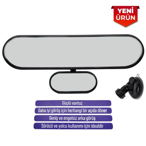 Vantuzlu Ayna, Çift Görüşlü İç İlave Ayna, 27x7 cm - Image 1