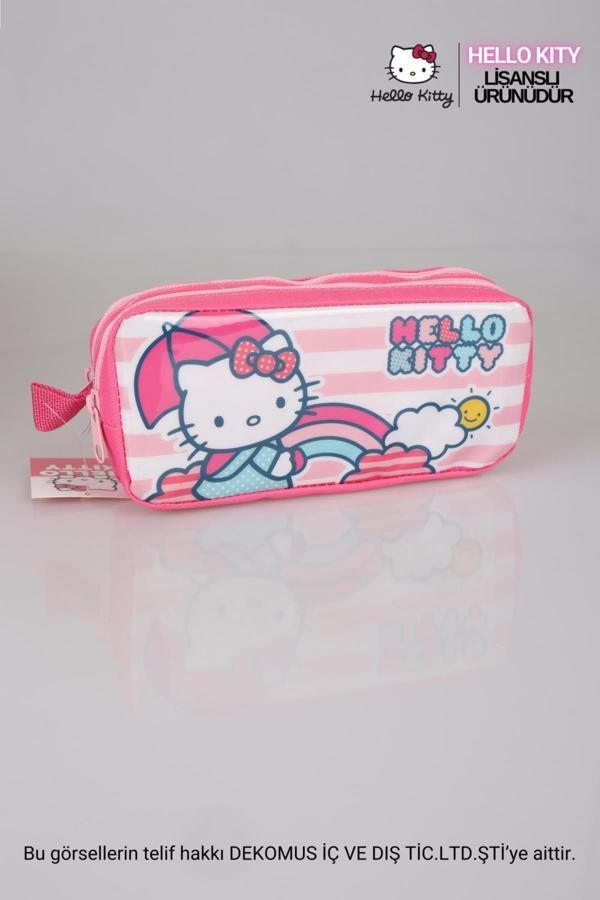 Hello Kitty Çift Bölmeli Gözlü Kalem Çantası Kalemlik - Image 1