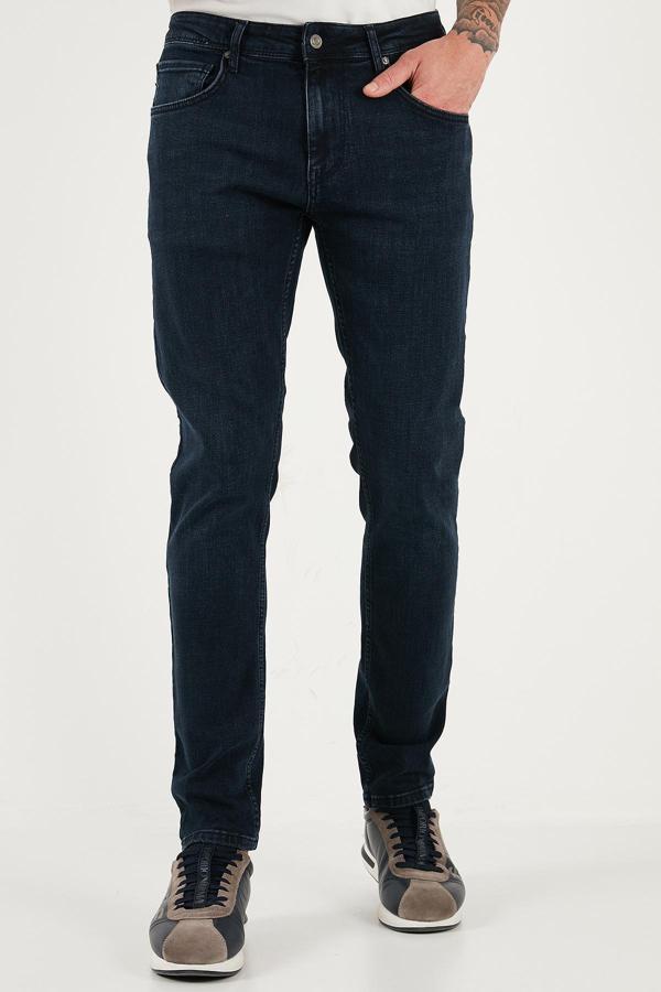 Buratti Pamuklu Slim Fit Yüksek Bel Dar Paça Jeans Erkek Kot Pantolon 3300C47TOKYO LACİVERT - Image 1