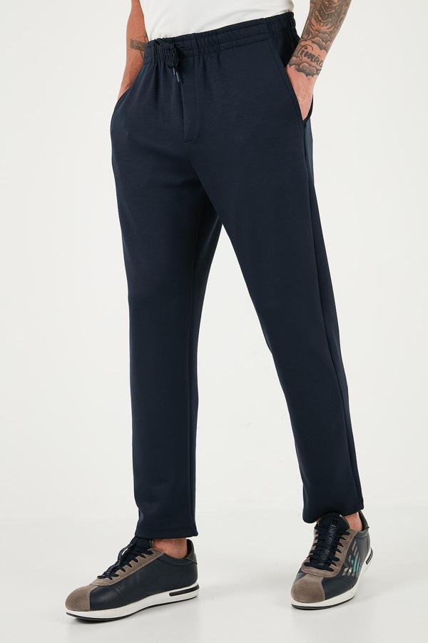 Buratti Regular Fit Belden Bağlamalı Düz Paça Jogger Erkek Pantolon 5908095 LACİVERT - Image 1
