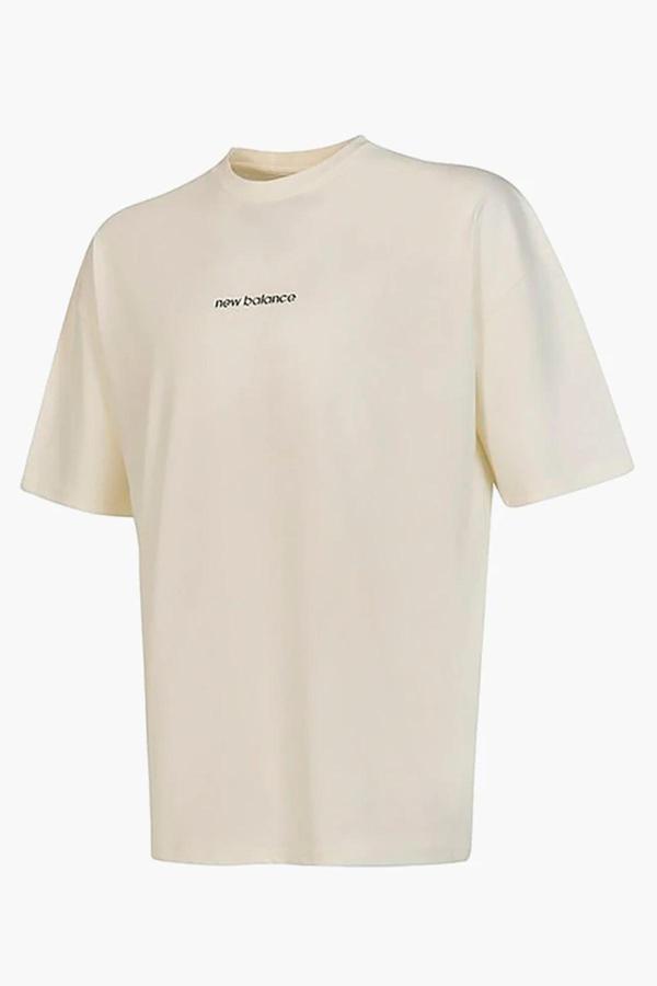 New Balance NB Lifestyle Regular Fit Bisiklet Yaka Logolu Unisex T Shirt UNT3535-SST BEJ - Image 1