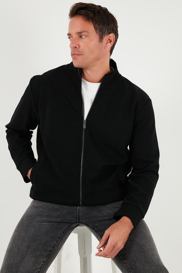 Buratti Pamuklu Regular Fit Dik Yaka Fermuarlı Erkek Hırka 5901077 SİYAH - Image 1