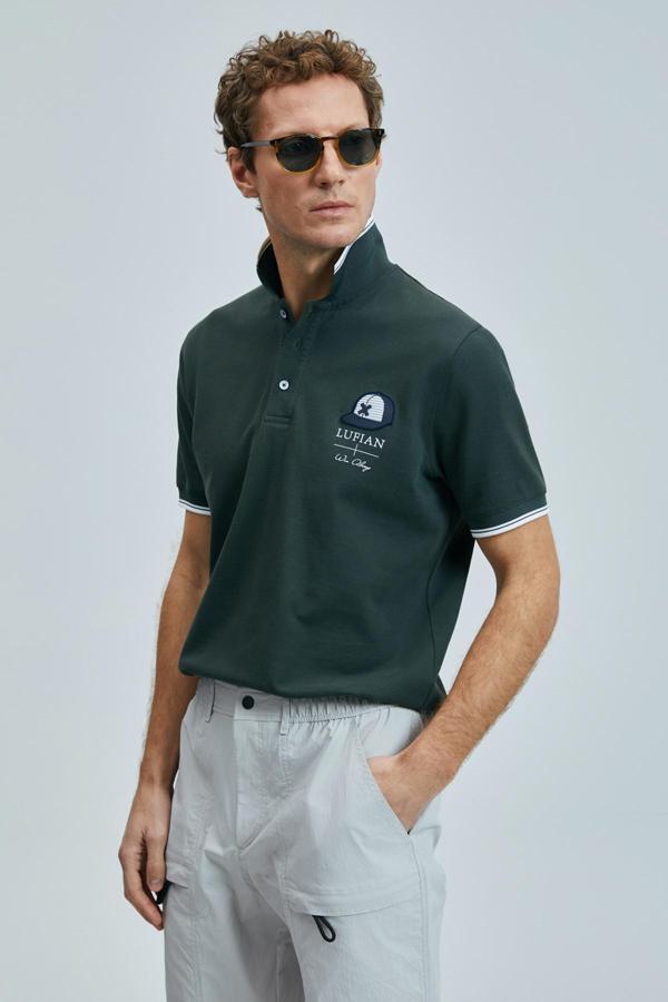 Lufian % 100 Pamuk Regular Fit Düğmeli Erkek Polo Yaka T Shirt 111040223 HAKİ - Image 1