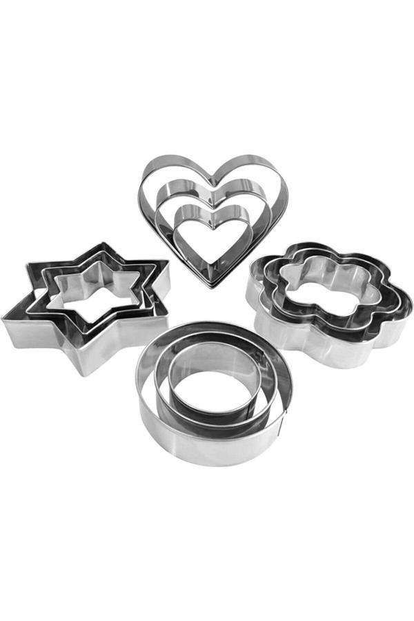 Mucit Home 12 Parça Metal Kurabiye Kalıbı Çelik  - Image 1