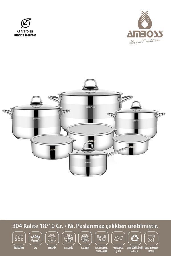 Bella 14 Parça Tüm Ocaklara Uyumlu Paslanmaz Çelik Tencere Sütlük Saklama Kabı Seti  - Image 1