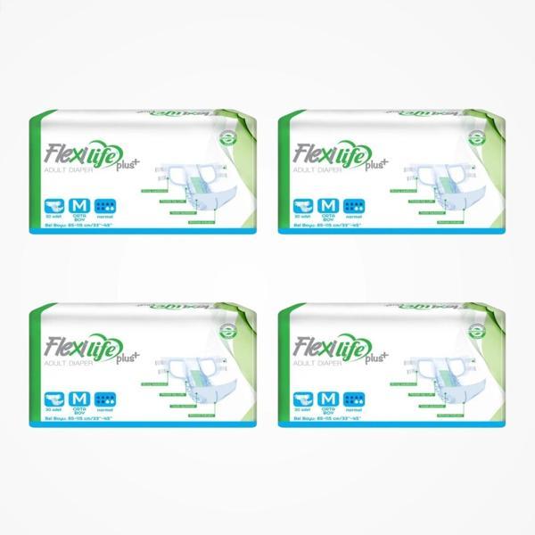 Flexi Life Yetişkin Tekstil Yüzeyli Bel Bantlı Hasta Bezi (M) Medium 30'lu Paket x 4 Paket - Image 1