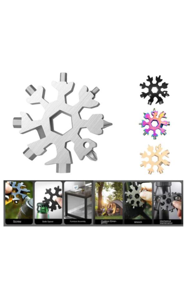 Mucit Home 19 In 1 Çok Fonksiyonlu Çelik Alyan Tornavida Açacak Kar Tanesi Anahtarlık - Image 1