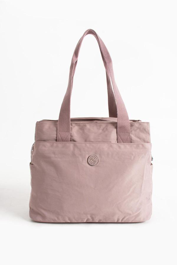 Kadın 5 Gözlü Büyük Boy Suya Dayanıklı Saten Kumaş Omuz Çantası - Image 1