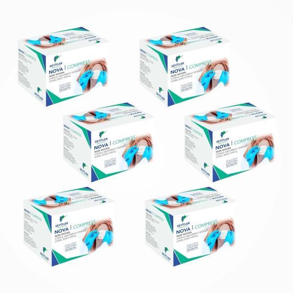 Seyitler Nova Nonwoven Kompres Steril 7,5cm x 7,5cm Spanç 100'lü Kutu - 6 Kutu - Image 1
