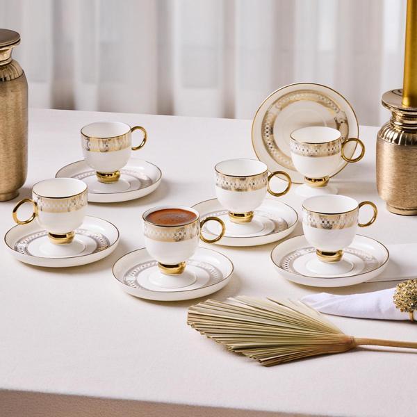 Aryıldız Aurelia Gold 12 Parça 6 Kişilik Kahve Fincan Takımı 90 ml - Image 1