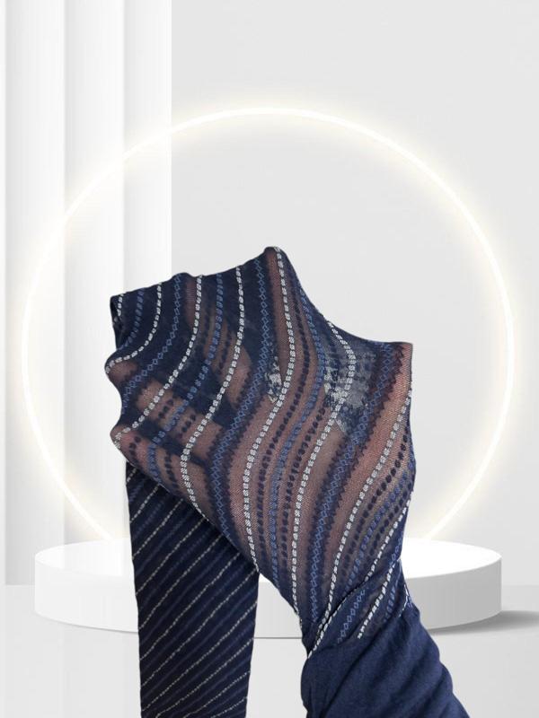 Spiral Navy Burgulu Mavi 20 Den Modern Külotlu Çorap - Image 1