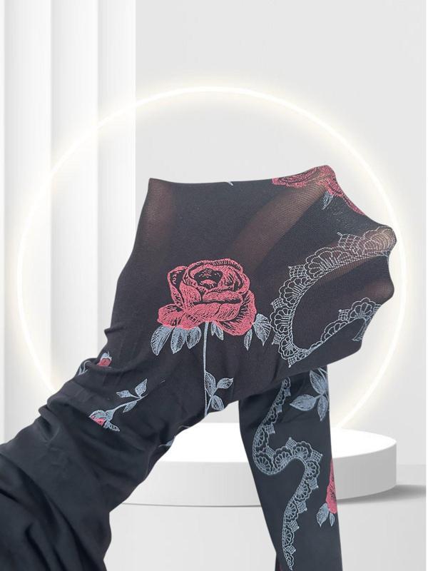 Grisi Alya Çiçek ve Dantel Desenli 40 Den Baskılı Vintage Külotlu Çorap (Made in Italy) - Image 1