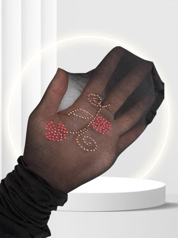 Bitter 20 Den Siyah Yanı Çiçek Silüetli Pullu/Taşlı Külotlu Çorap - Image 1