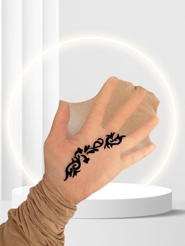 Lucca Ten Rengi Bacağı Yandan Etnik İşlemeli 20 Den Burnu Şeffaf Pamuk Ağlı Külotlu Çorap - Image 1