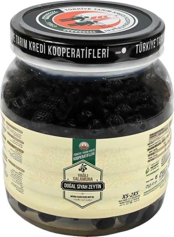 Tarım Kredi Birlik Yağlı Salamura Siyah Zeytin Xs-2Xs 1000 G - Image 1