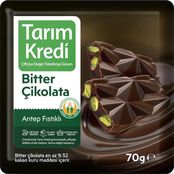 Tarım Kredi Birlik Kare Çikolata Bitter Antep Fıstıklı 70 G - Image 1