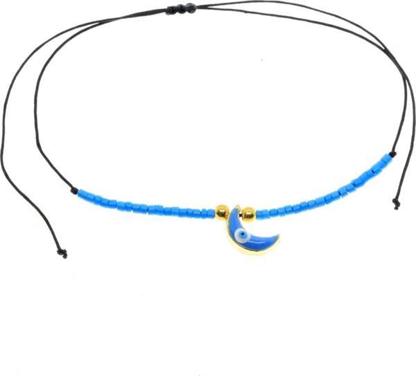 X-lady Accessories Altın Renk Mavi Mineli Yarım Ay Model Miyuki Bileklik - 2958 - Image 1