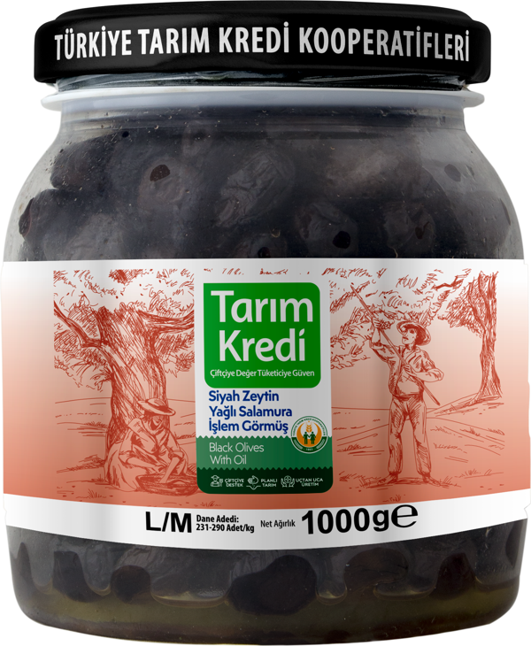 Tarım Kredi Birlik Yağlı Salamura Siyah Zeytin L-M 1000 G - Image 1