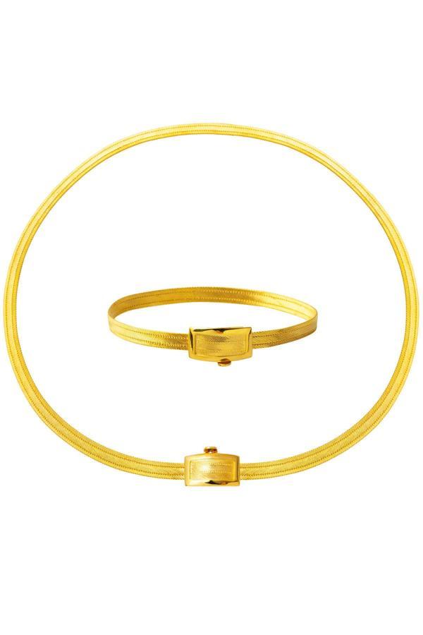 Klasik Tokalı 3 Sıra Trabzon Hasır Set Altın - Image 1