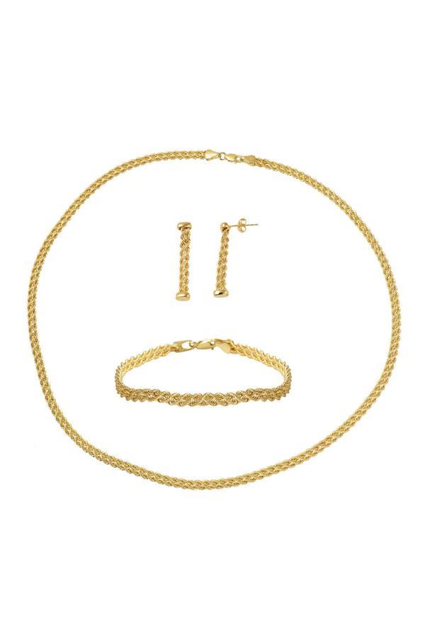 Sultan Örgüsü Taşsız Altın Takı Seti - Image 1