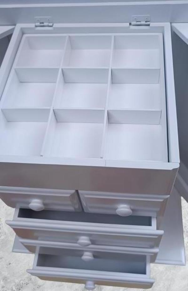 Bengi Ticaret Şifonyer 8 Çekmeceli Gizli Çekmece Modüllü Parlak Beyaz El Yapım - Image 1