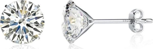 Brezza Lusso Diamond Serisi Tektaş Aşk Stylish/Night Gümüş Kadın Küpe 7 MM - Image 1