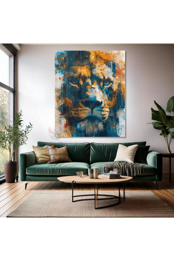 Karizmatik Aslan Tablosu Kanvas Tablo Modern Duvar Dekoru Genç Odası Tablosu - Image 1