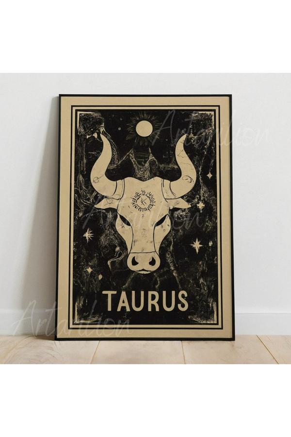 Kanvas Dijital HD Baskı Kanvas Tablo Boğa Burcu Kanvas Tablo Zodiac Burç Duvar Tablosu - Image 1