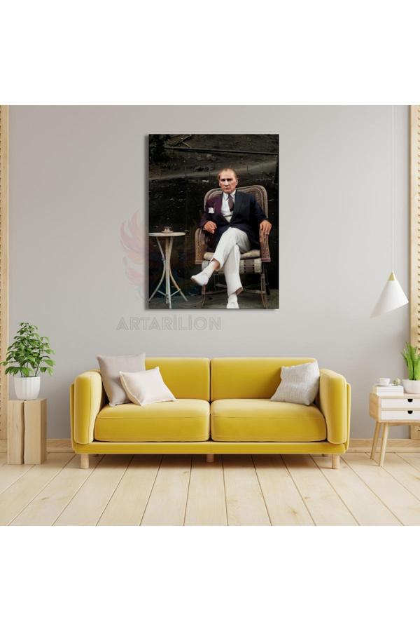 Atatürk Portresi Tablo Kanvas Tablo Dijital Baskı Ofis Salon Tablosu Renkli Atatürk Tablosu - Image 1