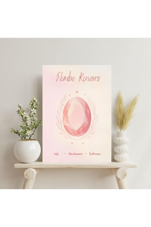 Kanvas Dijital HD Baskı Kanvas Tablo Pembe Kuvars Duvar Tablosu - Image 1