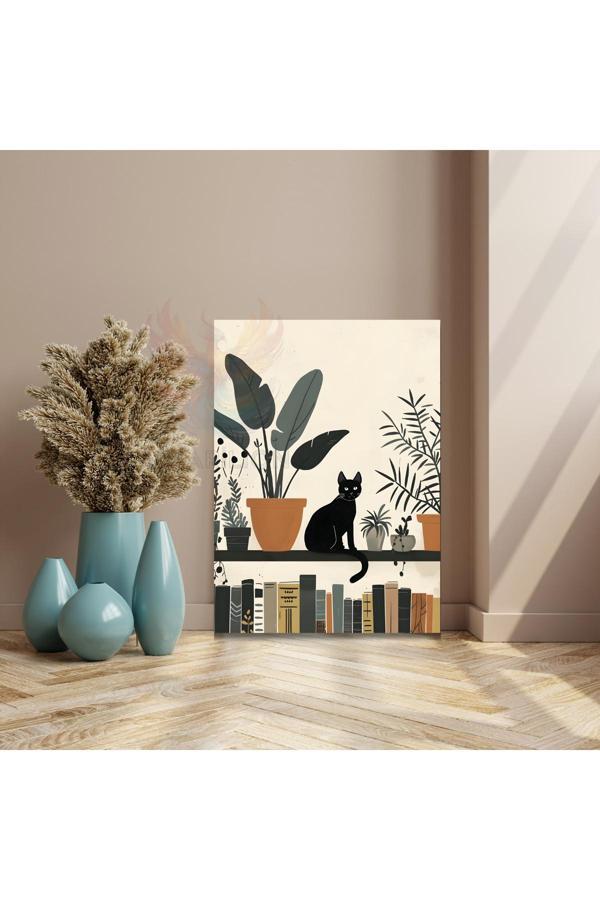 Kanvas Tablo Raftaki Kedi Ev Dekoru Modern Kanvas Tablo - Image 1