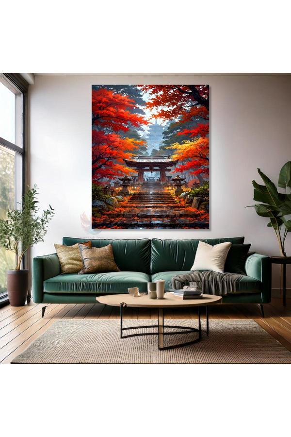 Kanvas Dikey Duvar Tablosu Kanvas Japonya Sonbahar Kapılar Ev Ofis Salon Modern Duvar Tablosu - Image 1