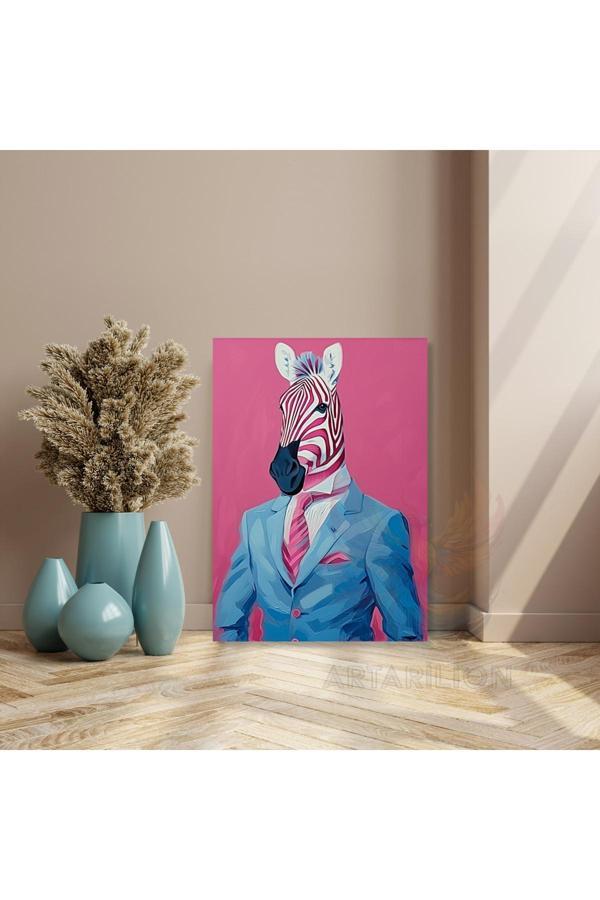 Takım Elbesili Zebra Kanvas Tablo Modern Duvar Tablosu Ev Dekoru - Image 1