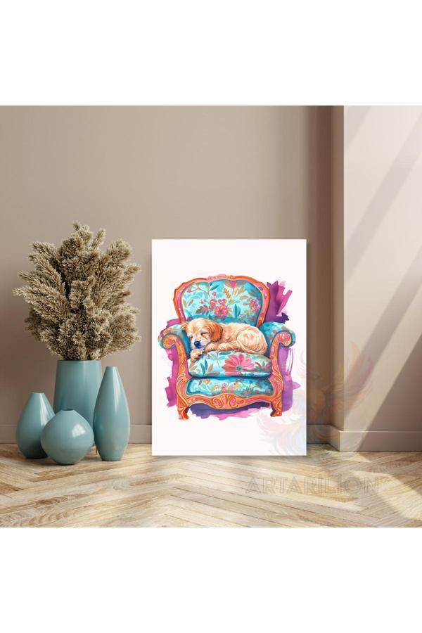 Uyuyan Yavru Köpek Kanvas Tablo Modern Sevimli Ev Dekoru Modern Tablo - Image 1