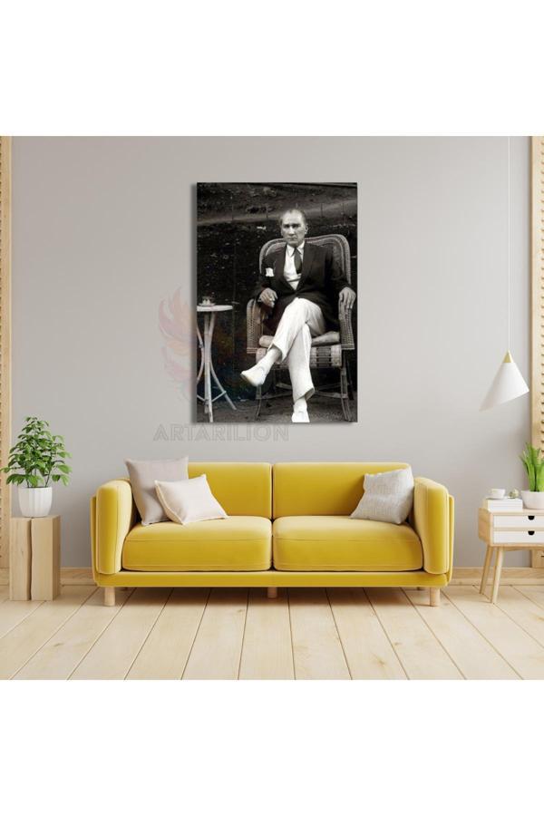 Kanvas Tablo Siyah Beyaz Atatürk Portresi Duvar Tablosu Atatürk Temalı Tablo Ev Dekoru - Image 1