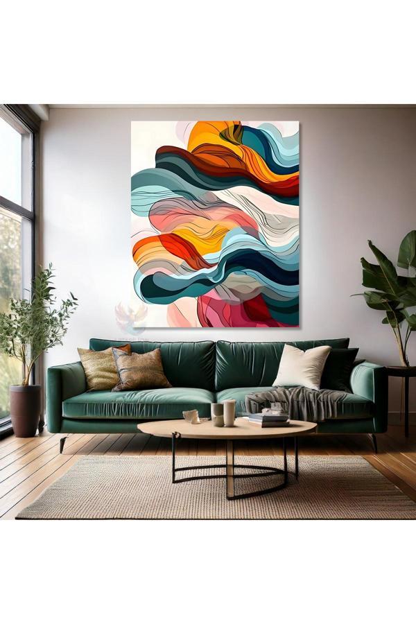 Duman Görünümlü Soyut Renkli Kanvas Tablo Duvar Tablosu Modern Ev Dekoru Kanvas Salon Tablosu - Image 1