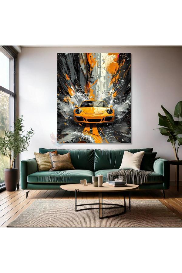 Kanvas Tablo Sarı Spor Araba Görseli Kanvas Tablo Araç Tablosu Genç Odası Dekoru - Image 1