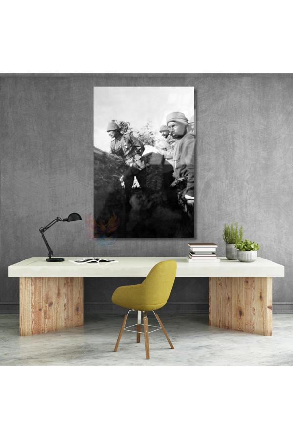 Cephede Atatürk Görseli Cam Tablo Cesur Atatürk Duvar Tablosu Ev Ofis Dekoru - Image 1