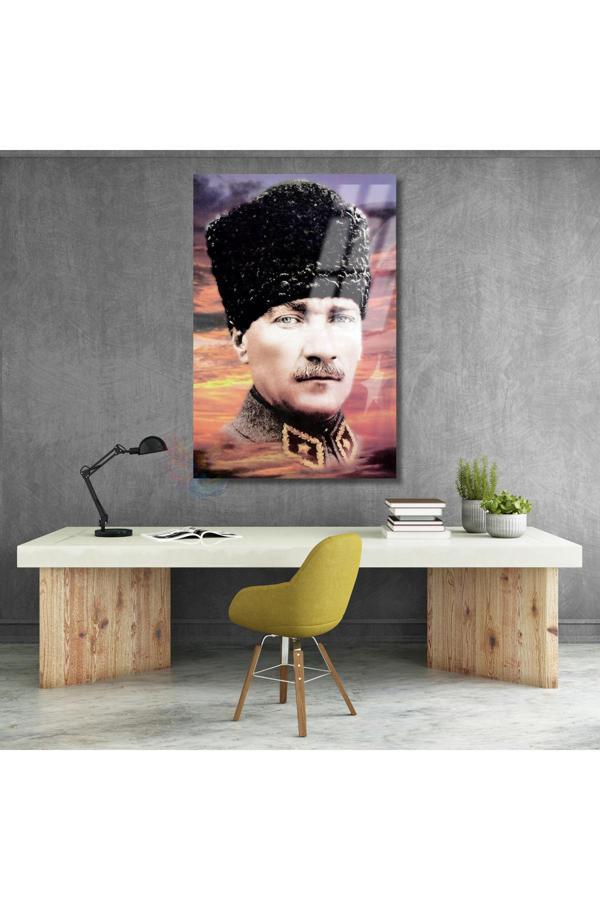 Gökyüzü ve Atatürk Görseli Cam Tablo HD Dijital Baskı Ev Ofis Dekoru - Image 1