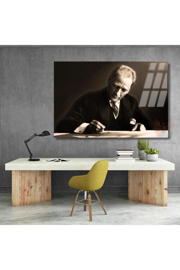 Yatay Cam Atatürk Görseli Tablo Atatürk Temalı Duvar Dekoru - Image 1