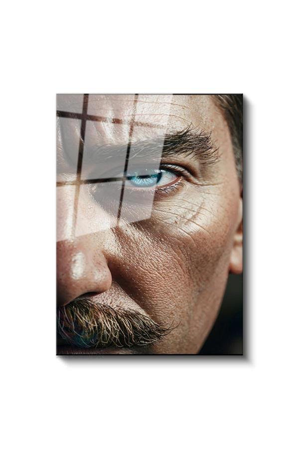 Cam Dikey Duvar Tablosu Cam Atatürk Yarım Portre Ev Ofis Salon Modern Duvar Tablosu - Image 1