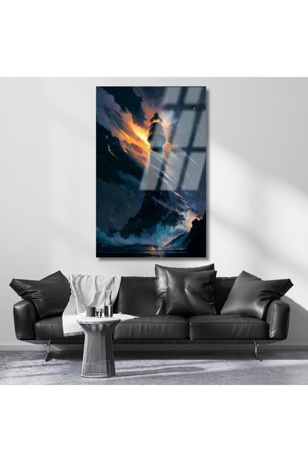 Deniz Feneri Kırılmaz Cam Tablo Hd Dijital Baskı Kırılmaz Cam Tablo Salon Tablosu - Image 1