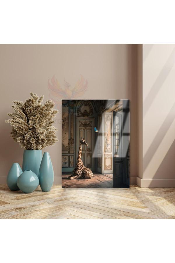 Kırılmaz Cam Zürafa Tablosu Dijital Baskı Kırılmaz Cam Salon Tablosu Ev Dekoru - Image 1