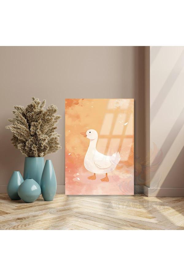 Kırılmaz Cam Tablo Sevimli Beyaz Ördek Tablo Çocuk Odası Tablosu - Image 1