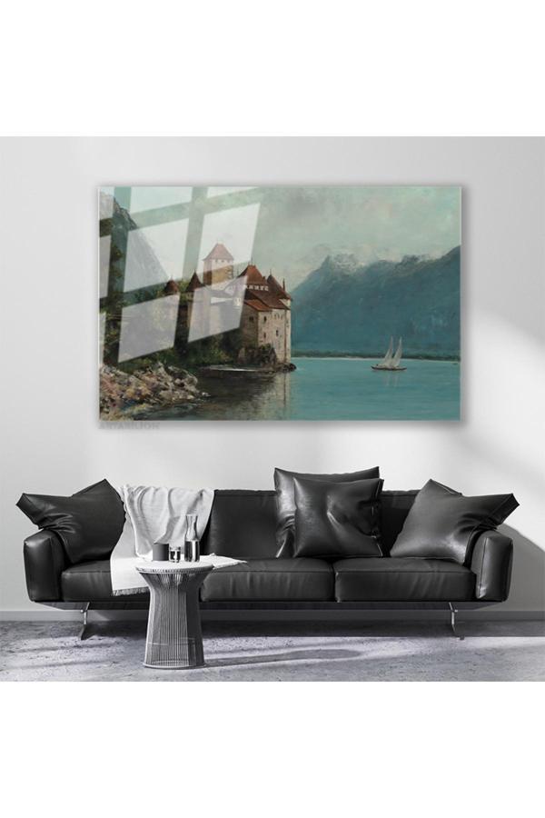 Cam Yatay Duvar Tablosu Cam Doga Manzarasi11 Ev Ofis Salon Modern Duvar Tablosu - Image 1