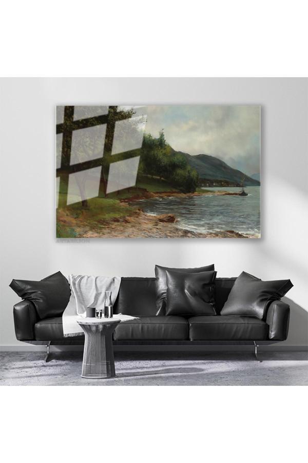Cam Yatay Duvar Tablosu Cam Doga Manzarasi7 Ev Ofis Salon Modern Duvar Tablosu - Image 1