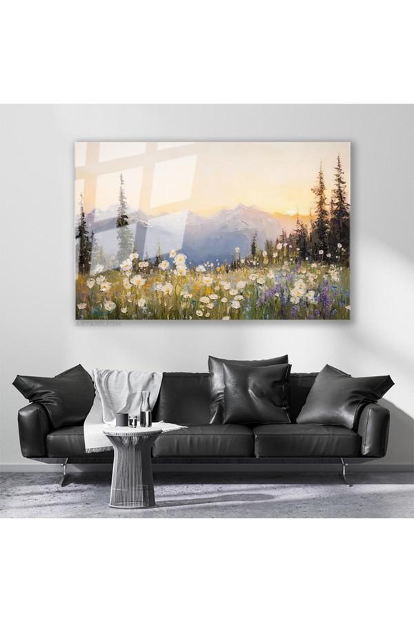 Cam Yatay Duvar Tablosu Cam Doga Manzarasi9 Ev Ofis Salon Modern Duvar Tablosu - Image 1