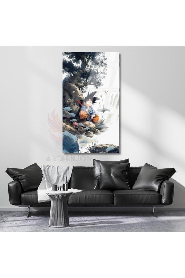Cam Anime Tablosu Goku Dragon Ball Temalı Dijital Baskı Cam Tablo Oyuncu Odası Tablosu - Image 1