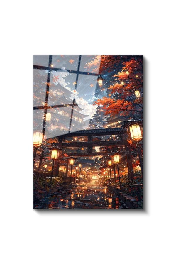 Cam Dikey Duvar Tablosu Cam Japonya Kapılar Ev Ofis Salon Modern Duvar Tablosu - Image 1